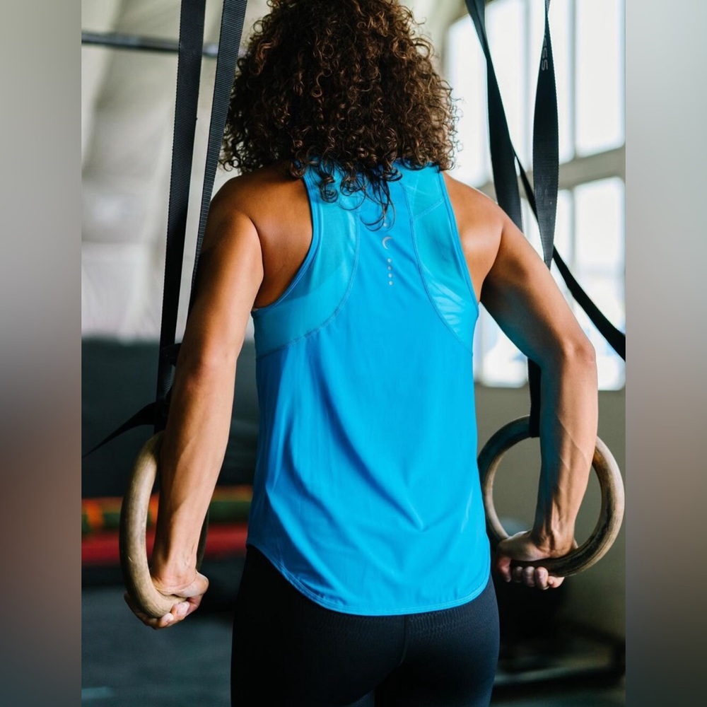 ZYIA Active Atomic Blue Panel Mesh Sport Tank Size Medium